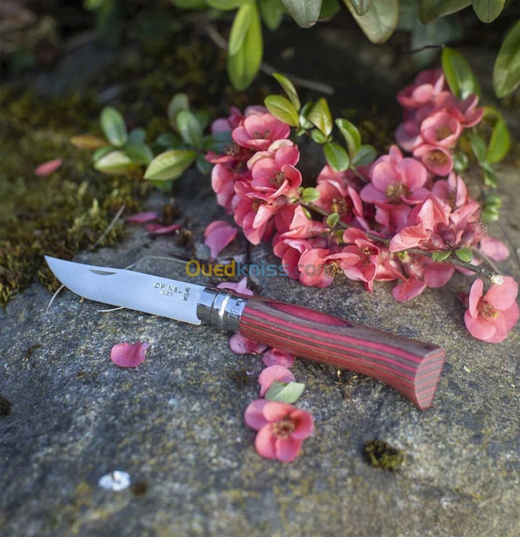 OPINEL COUTEAU N08 INOX BOULEAU LAMELLÉ ROUGE 