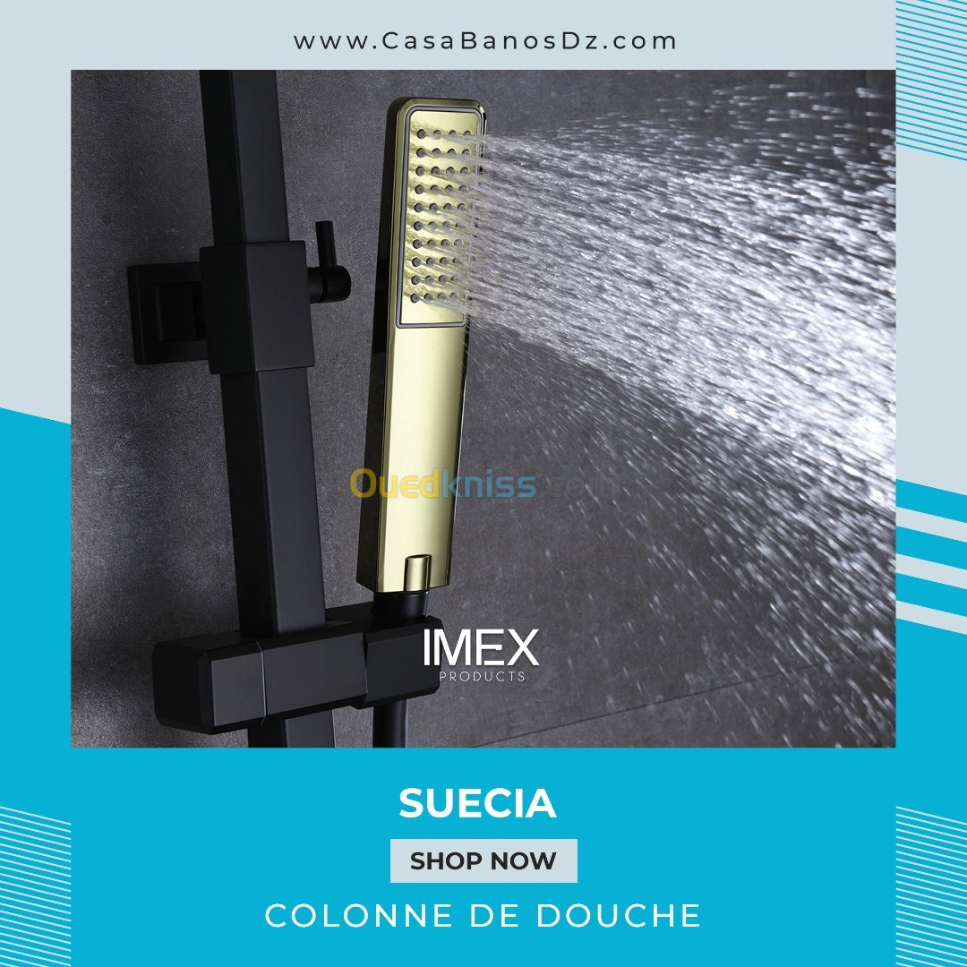 Colonne De Douche SUECIA Noir Or IMEX