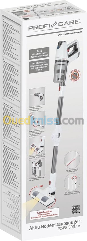 Aspirateur balai sans fil PROFICARE PC-BS 3037 A - Aspirateur 