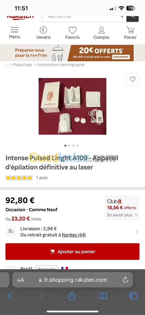 Appareil épilatoire laser produit original 