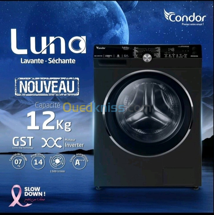 Promotion machine à laver condor luna12kg séchant 