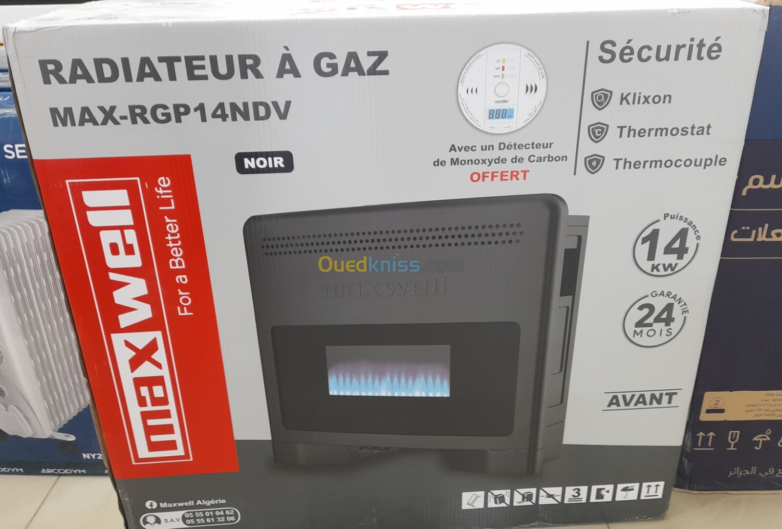 Promotion chauffage maxwell 14kw avec détecteur de monoxyde 