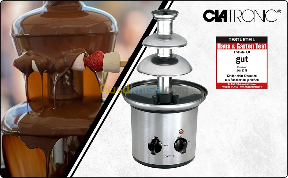 CLATRONIC Fontaine à chocolat pour fruits et pâtisseries en acier inoxydable 150-190w