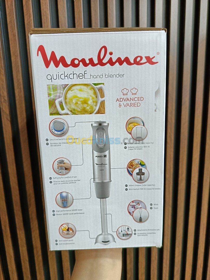 MOULINEX Quick Chef Pied mixeur 3 accessoires 21 Fonctions 10 vitesses 1000w hachoir et fouet