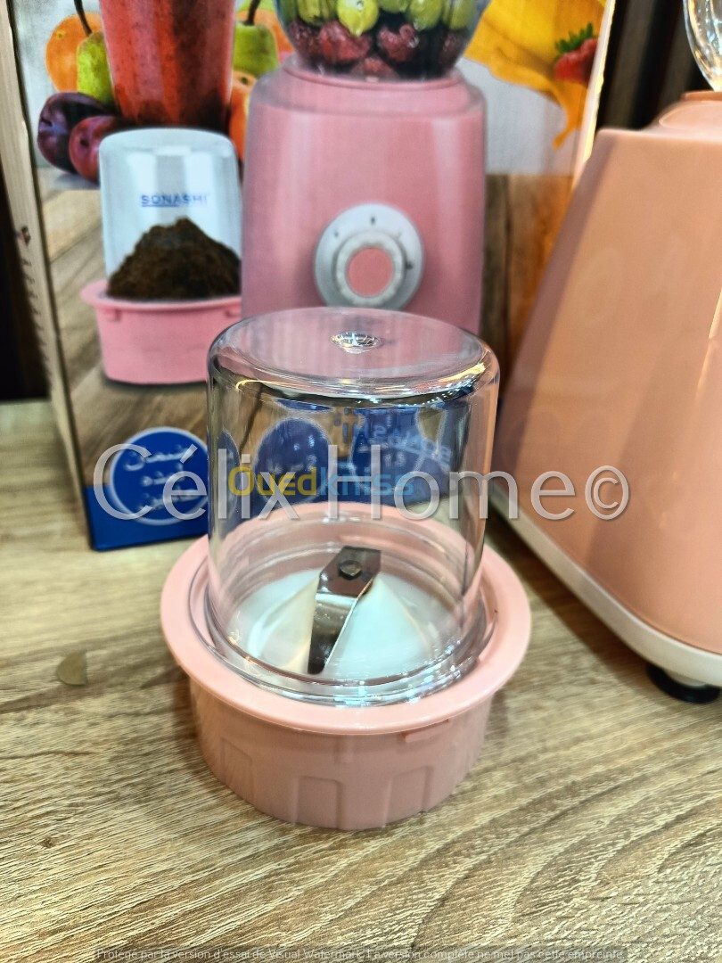 SONASHI Blender mixeur 1.5L 2en1 avec moulin 350w Rose