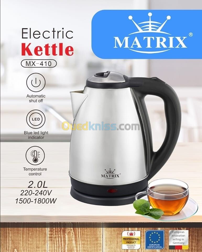 MATRIX Bouilloire inoxydable 1800w 2L