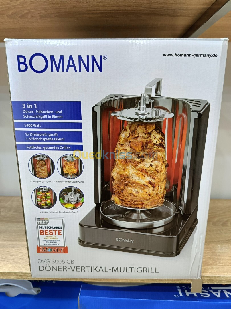 BOMANN Multi-grill Doner Rôtisserie Shawarma Verticale 3en1 1400w