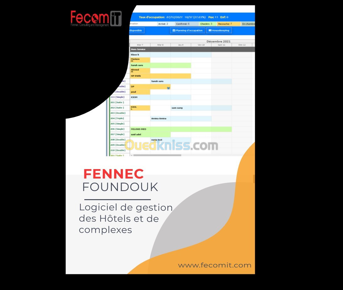 Logiciel d'hébergement  Fennec foundouk pour les hotels/dortoirs