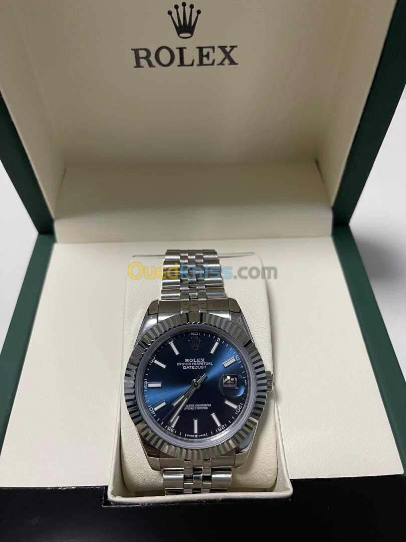 Montre Rolex Bleu/Vert avec boite ساعة رولكس 