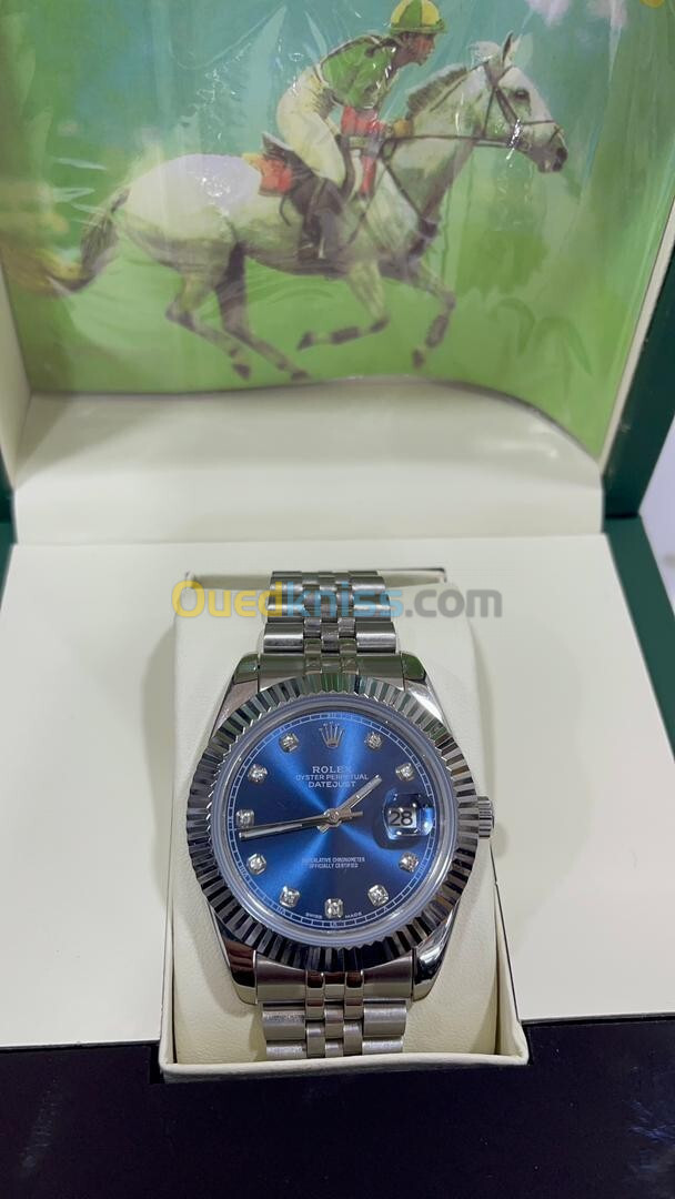 Montre Rolex Bleu/Vert avec boite ساعة رولكس 