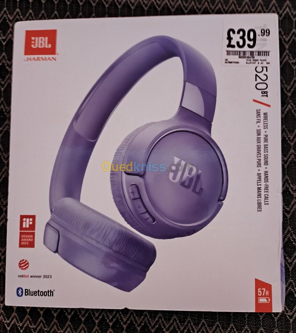 CASQUE JBL TUNE 520 BT - BLUETOOTH - SANS FIL -FAST CHARGING -PURE BASE - LÉGER & CONFORTABLE -