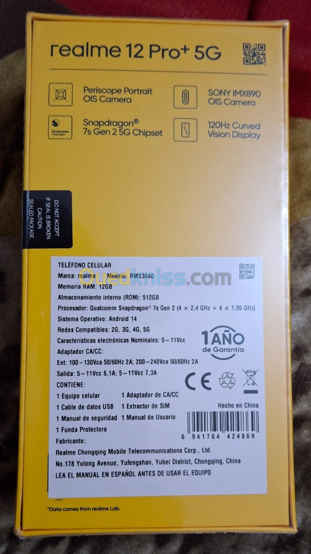 Realme 12 Pro Plus 12G de RAM 512G disque