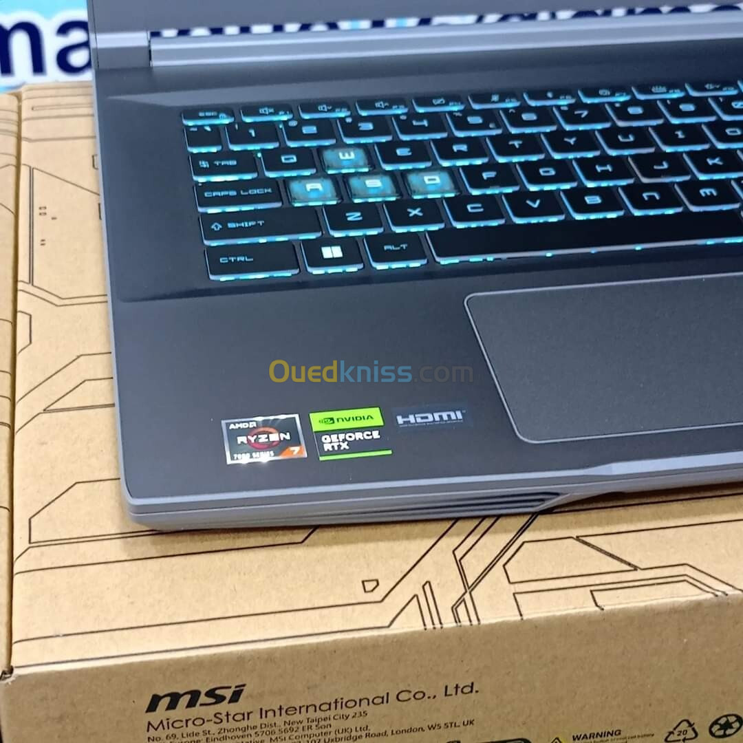 MSI THIN A15 B7VF AMD RYZEN 7 7735HS 16GO RAM 512SSD 15.6 FHD RTX 4060 JAMAIS UTILISÉ