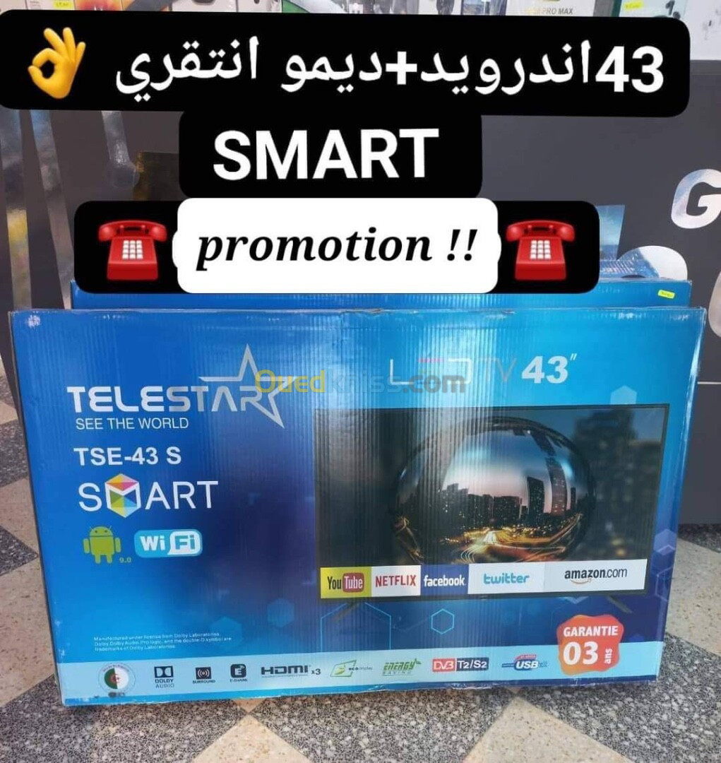 Telestar 43 pouces Smart android + démo intégré 34500 da