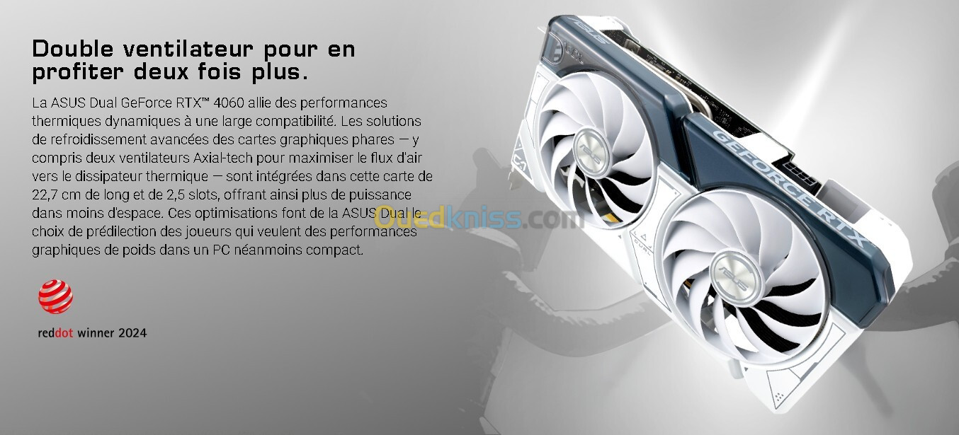 CARTE GRAPHIQUE ASUS Dual GeForce RTX 4060 White OC Edition 8GB GDDR6