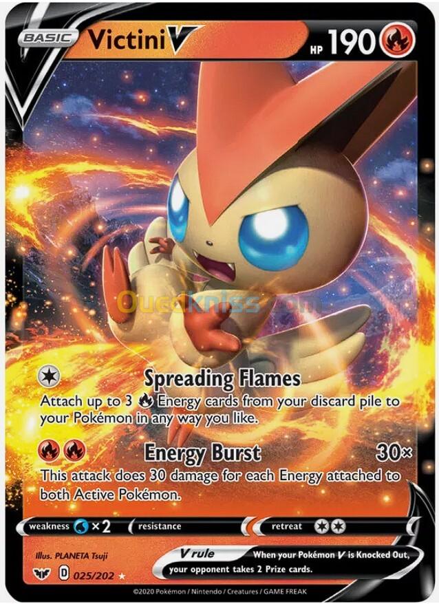 Carte Pokemon - Victini V - 025/202 - Ultra-rare - Épée et bouclier