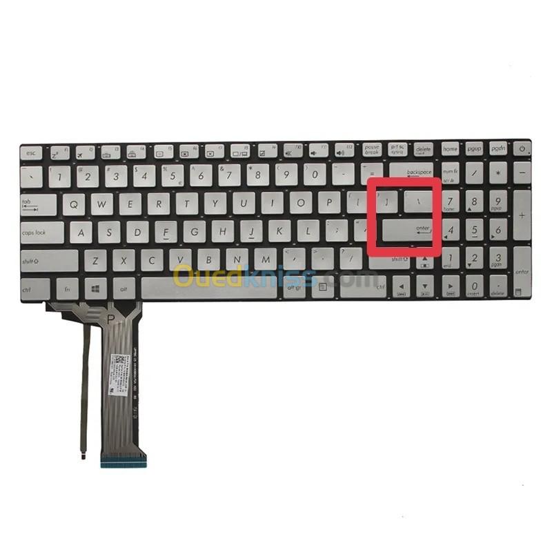 New US Laptop keyboard for ASUS N751 N751J N751JK N751JX Silver backlit keyboard