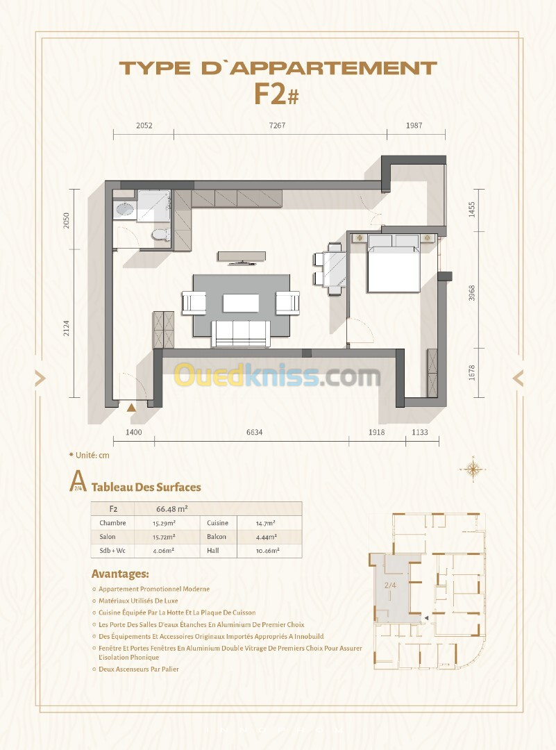 Vente Appartement F2 Oran Oran