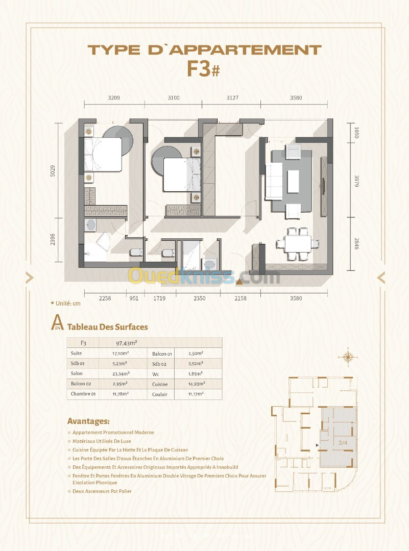 Vente Appartement F3 Oran Oran