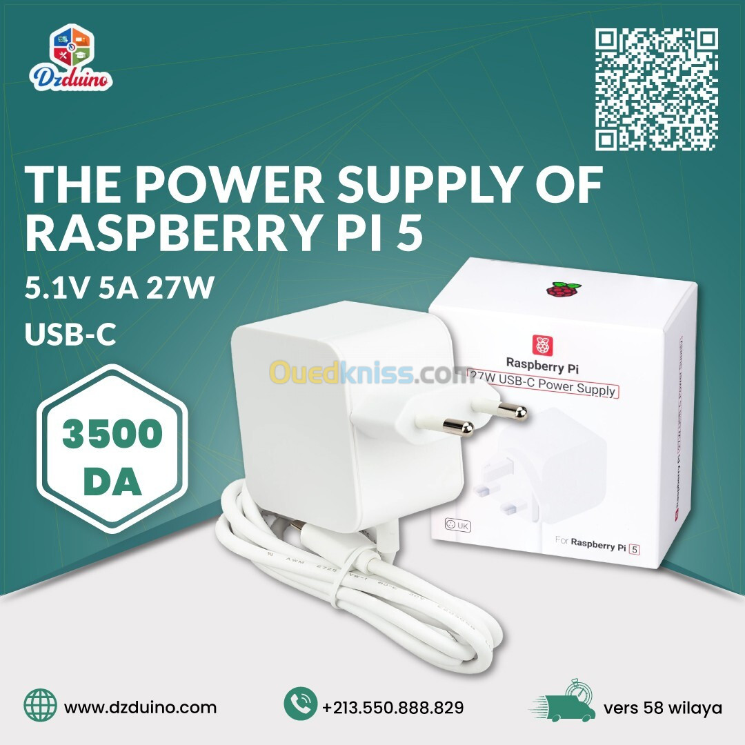 Official Raspberry Pi 5 27W USB-C Power Supply 5.1V 5A