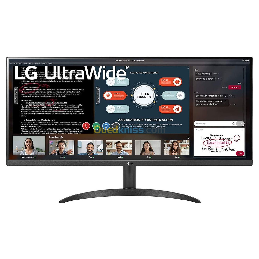 ECRAN LG 34WP550 ULTRAWIDE - 34" FHD - DALLE IPS -  5MS - SRGB - HDR10 - AMD FREESYNC - AJUSTABLE 