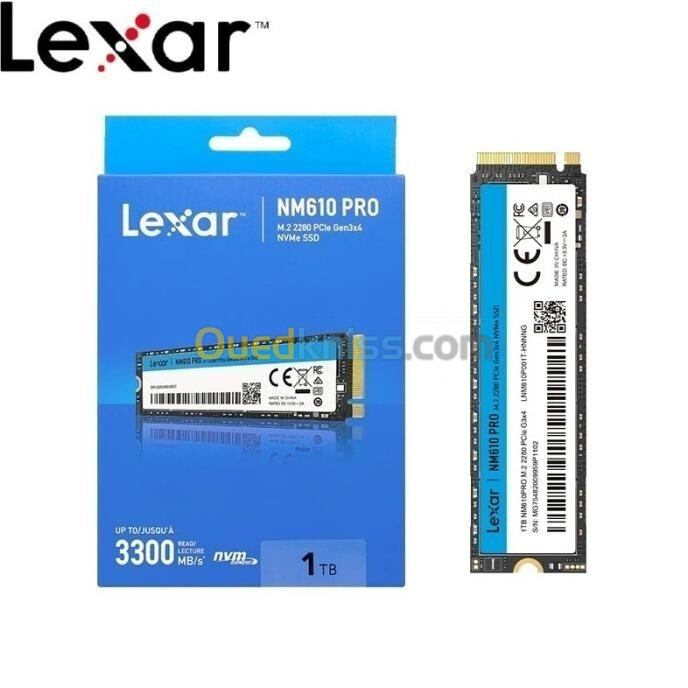 LEXAR NM610 PRO 1TB - SSD M.2 NVME - DISQUE DUR INTERNE - JUSQU'À 3000 MO/S - PCIE GEN3 X4 M.2 2280