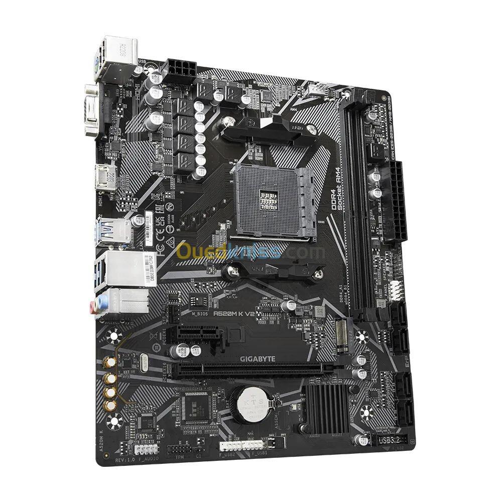 GIGABYTE A520M K V2 - CARTE MÈRE AMD - SOCKET AM4 - PCIE 3.0 X4 M.2 - DDR4 DUAL CHANNEL -SMART FAN 5