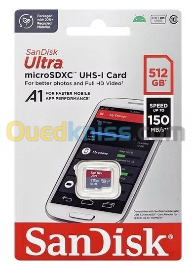 SanDisk Ultra Micro SD 512Go Carte Mémoire UHS - Jusqu'à 150 Mo/s