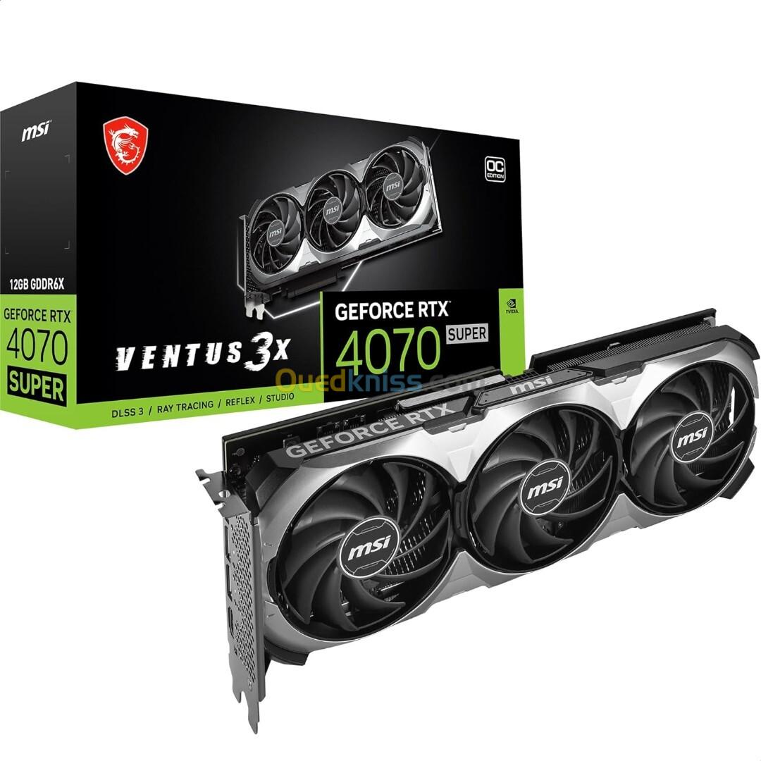 MSI GeForce RTX 4070 Super 12G Ventus 3X OC - 8K HDR - 12 Go GDDR6X - 2520 MHz - PCI Express - Noir 