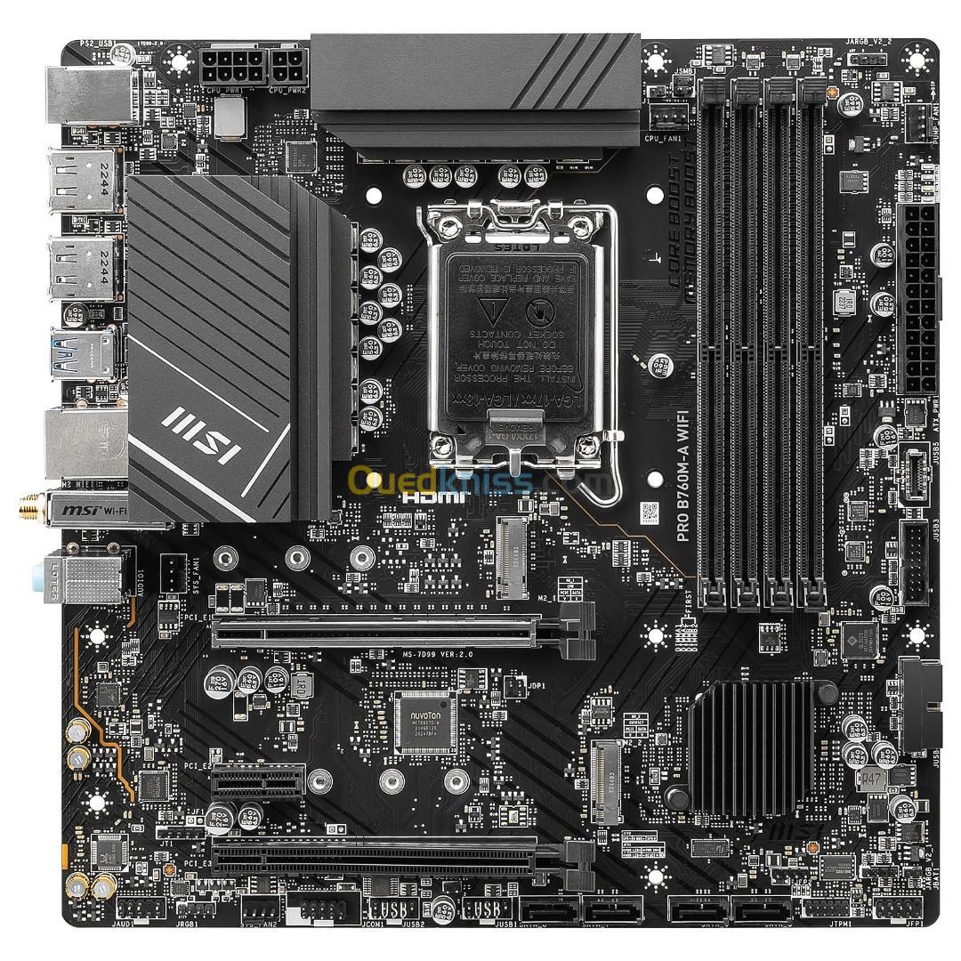 MSI PRO B760M-A WIFI Micro ATX Socket 1700 Intel B760 Express - 4x DDR5 - M.2 PCIe 4.0 