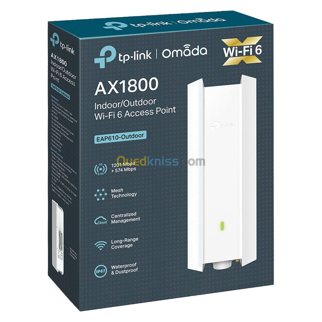 TP-LINK EAP610 OUTDOOR - POINT D'ACCÈS AX1800 WIFI6 - INDOOR OUTDOOR IP67 - MESH OMADA - BLANC 