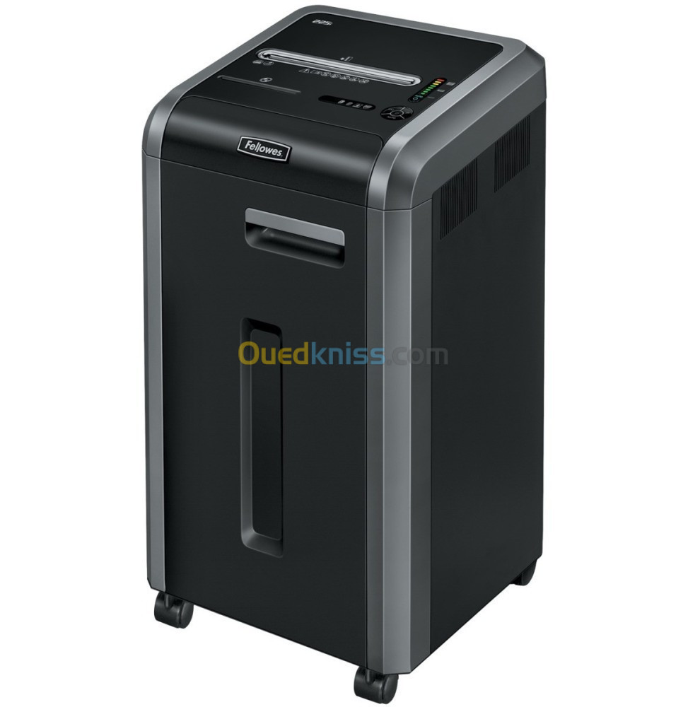 FELLOWES DESTRUCTEUR DE DOCUMENTS 225CI COUPE DROITE P2 - 60 LITRE - CARTES DE CRÉDIT - TROMBONES 