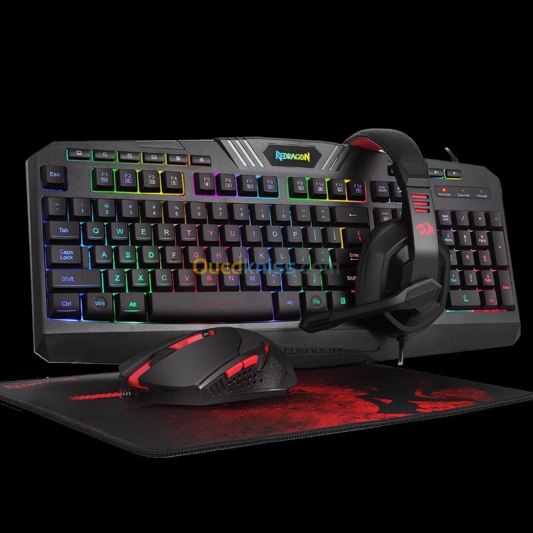 REDRAGON S101-BA-2 - COMBO 4en1 - CLAVIER + SOURIS + CASQUE + TAPAIS - RVB - 7200 DPI - BLACK 