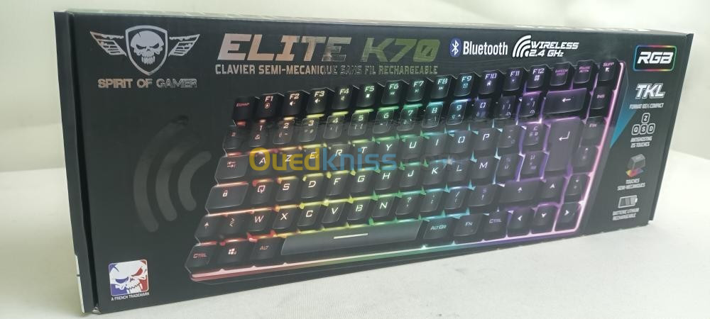 Clavier gaming sans fil elite-k70, rgb, batterie rechargeable