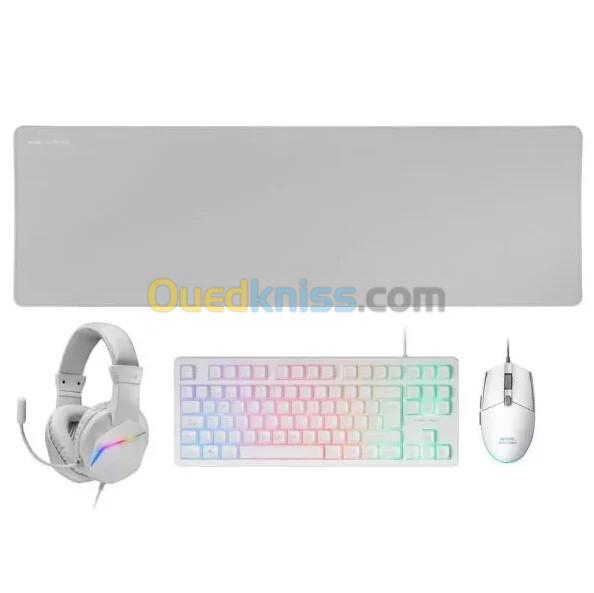 MARS GAMING MCP-RGB3W - COMBO 4en1 CLAVIER + SOURIS + CASQUE + TAPAIS - 3200 DPI - GAMING RGB -WHITE