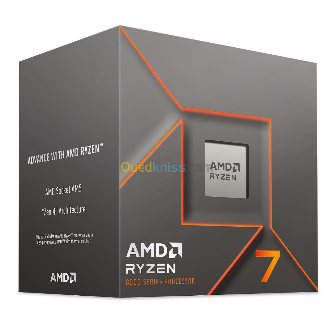 PROCESSEUR AMD RYZEN 7 8700F - SOCKET AM5 - 8 CORE - 16-THREADS - 5200 MHZ - 16MO CACHE - BOX 