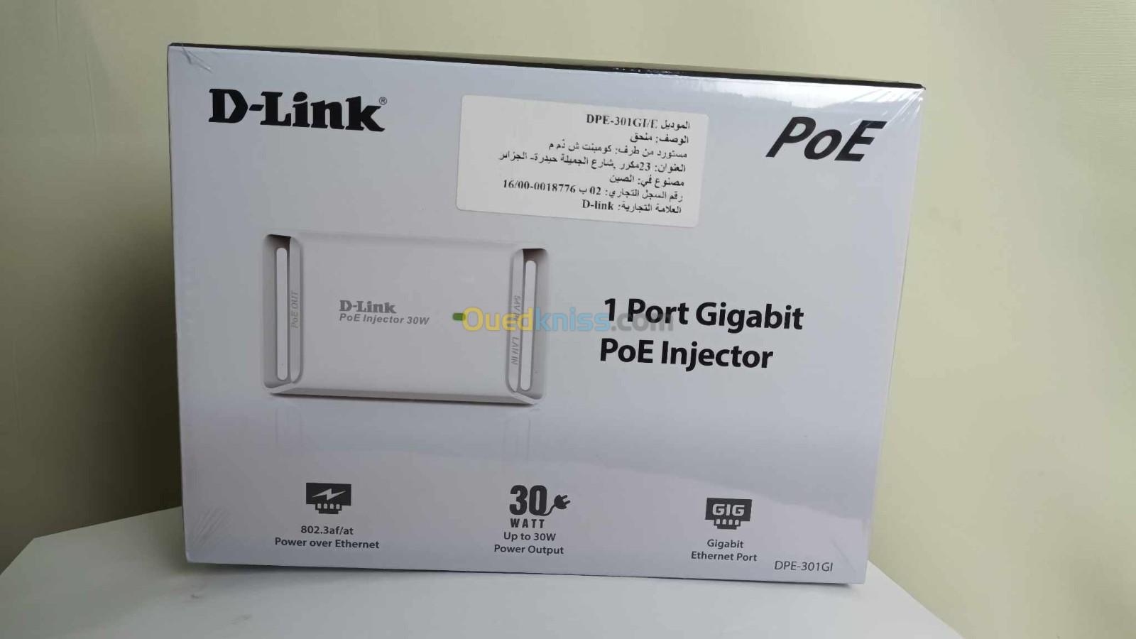 D-Link DPE-301GI Injecteur Gigabit PoE+  jusqu'à 30W  