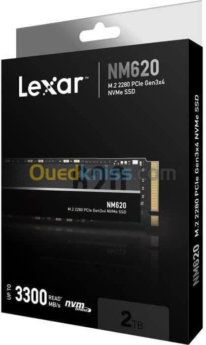 Lexar NM620 disque dur SSD Interne 512Go M.2 2280 PCIe Gen3x4 NVMe, Jusqu'à  3300