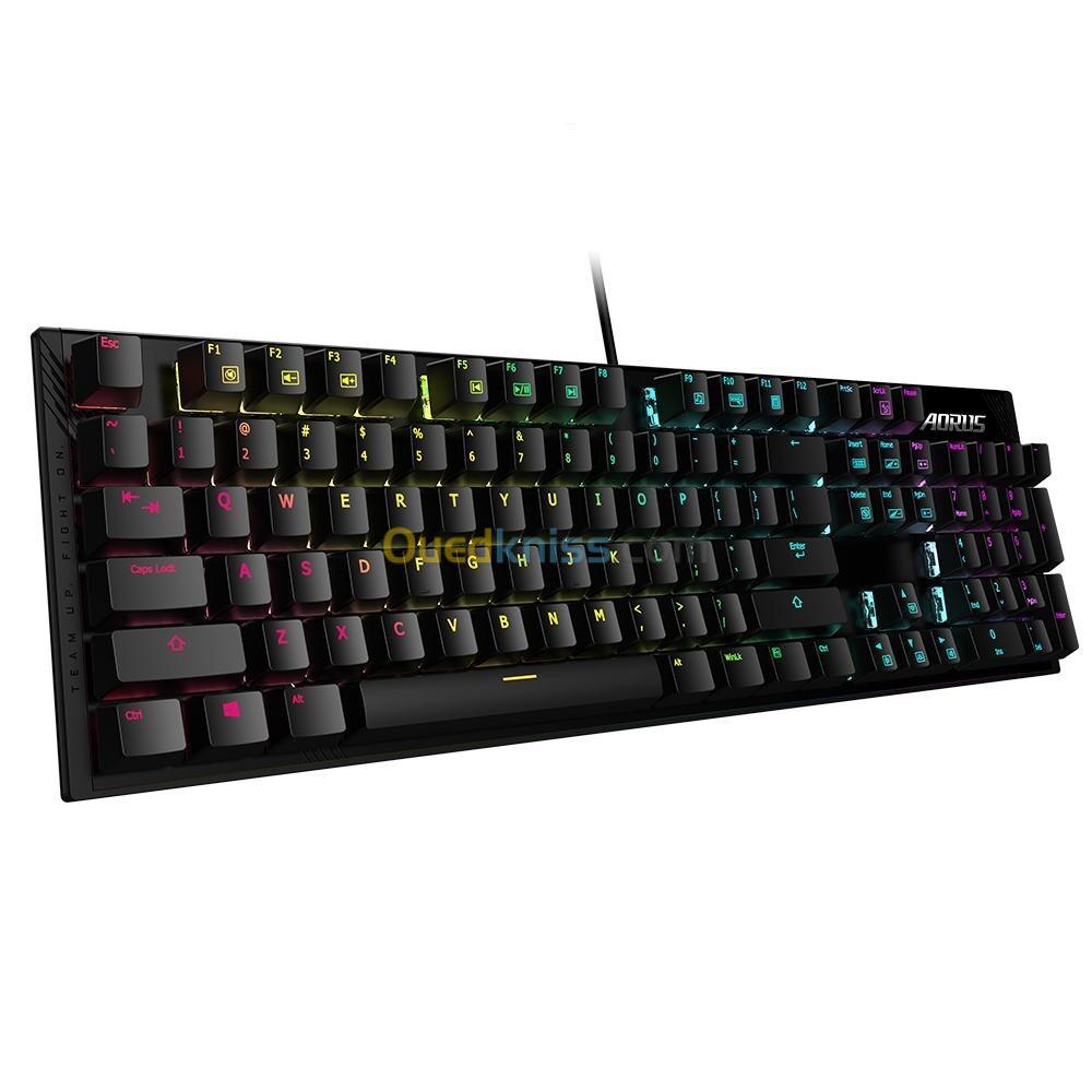 GIGABYTE AORUS K1 RGB FUSION - CLAVIER MECANIQUE FILARE - RÉTROÉCLAIRÉ RED - ANTI-GHOSTING - USB