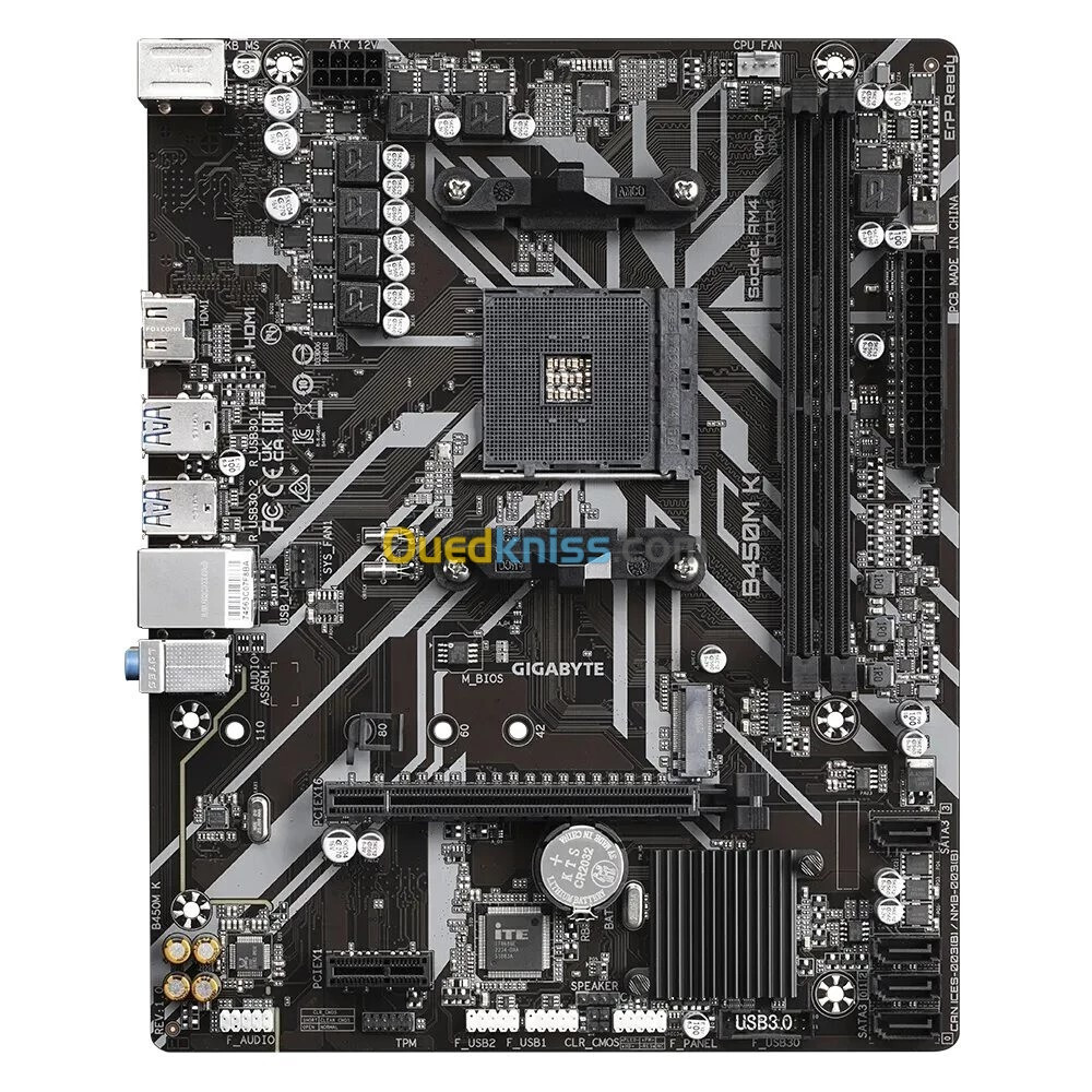 GIGABYTE B450M K - CARTE MÈRE AMD - SOCKET AM4 - PCIE GEN3 X4 M.2 - DDR4 DOUBLE CANAL - AUDIO HD