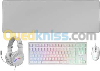 MARS GAMING MCP-RGB3W - COMBO 4en1 CLAVIER + SOURIS + CASQUE + TAPAIS - 3200 DPI - GAMING RGB -WHITE