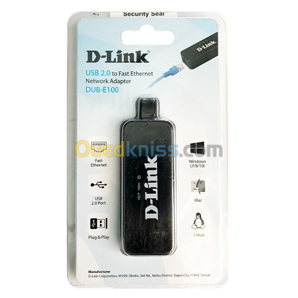 D-LINK DUB-E100 ADAPTATEUR RÉSEAU - USB 2.0 TO RJ45 - 480 MBIT/S - 100 MBPS - NOIR 