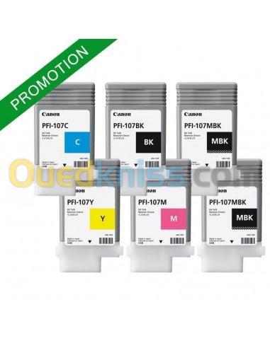 CARTOUCHES CANON ORIGINALES  PFI-107 - 6 PACK 130ML - Traceur Canon iPF670 / 770 / 680 / 685 / 780 