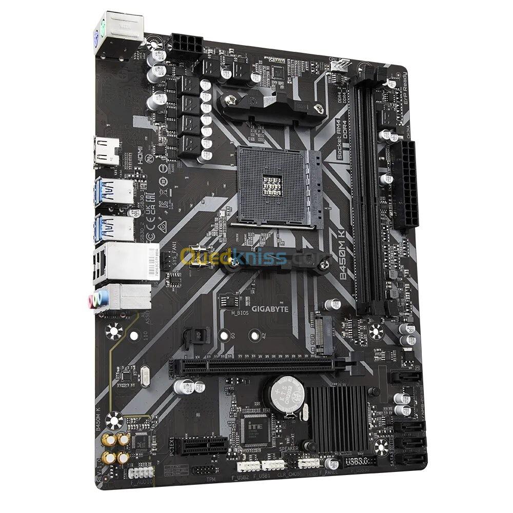 GIGABYTE B450M K - CARTE MÈRE AMD - SOCKET AM4 - PCIE GEN3 X4 M.2 - DDR4 DOUBLE CANAL - AUDIO HD