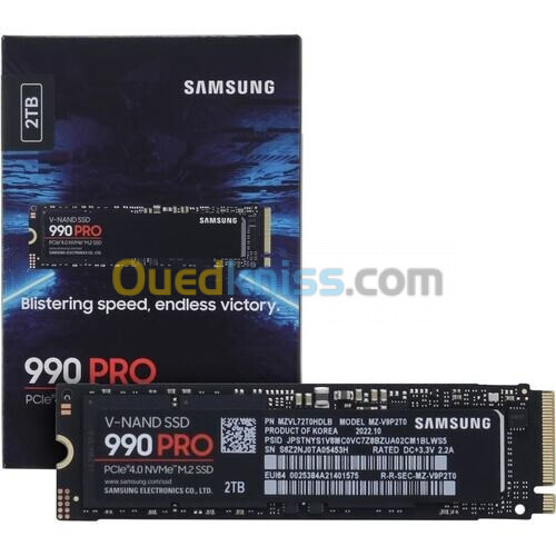 SAMSUNG SSD 990 PRO M.2 NVME 2TO - 7450MBS - PCIE 4.0 - BLISTERING SPEED - SANS HEATSINK