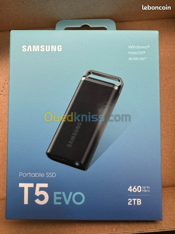 SAMSUNG T5 EVO PORTABLE 2TO - DISQUE DURE SSD EXTERNE - VITESSE 460 MO/S - USB 3.2 GEN1 - MACOS & PC