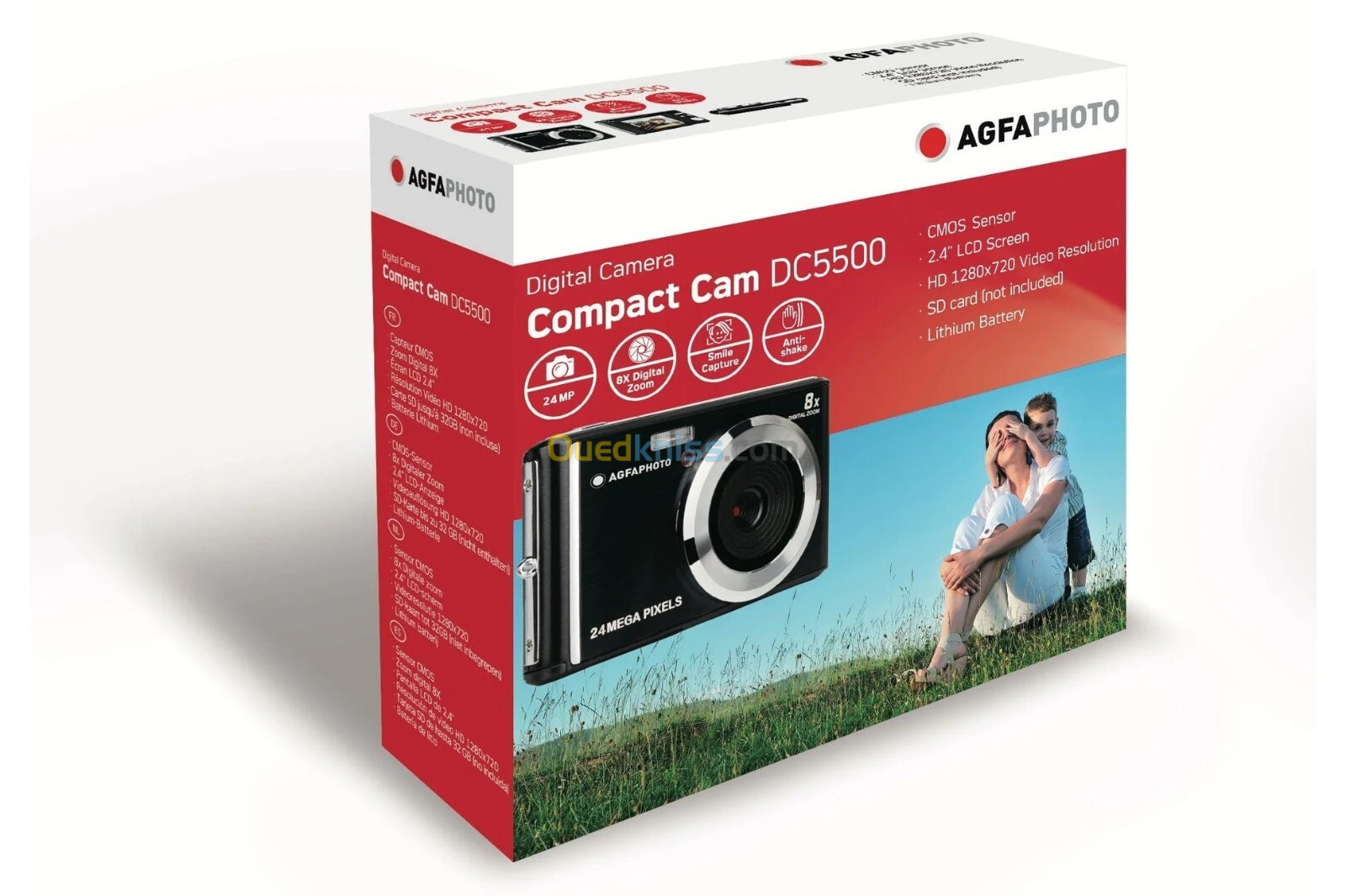 AGFA PHOTO REALISHOT DC5500 - APPAREIL PHOTO NUMÉRIQUE -  24 MP - 2.4'' LCD - ZOOM DIGITAL 8X - NOIR