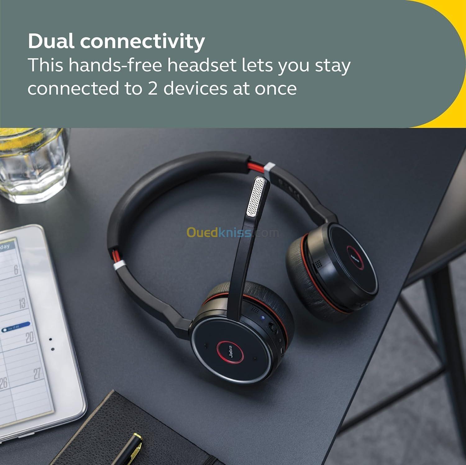 JABRA EVOLVE 75 SE - MICRO-CASQUE SANS FIL - STÉRÉO PRO - 3 MICROS - BLUETOOTH - 8 APPAREILS + SOCLE