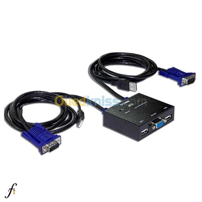 D-Link KVM-221 2-Port KVM Switch Avec VGA - USB Ports    