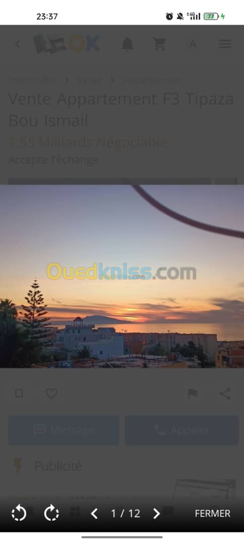 Location Appartement F3 Tipaza Bou ismail